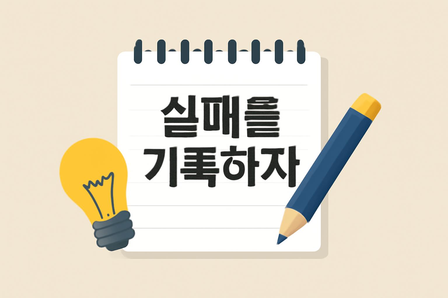 창의성 개발에 도움이 되는 실패 기록법을 메모하는 노트와 펜이 놓인 책상 풍경